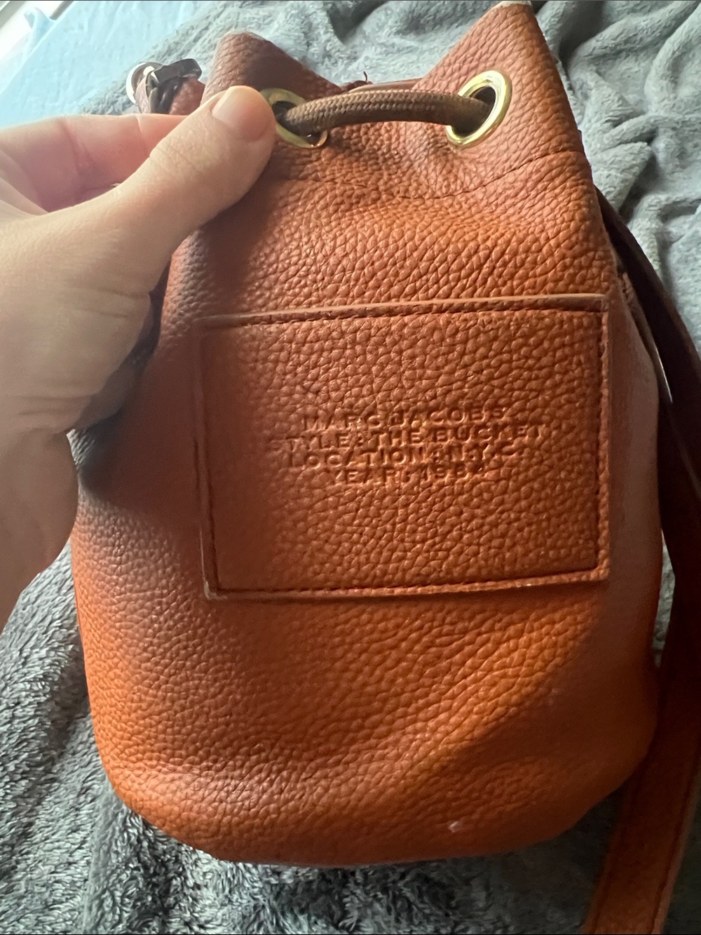 Original Worn Marc Jacobs Orange Drawstring Bucket Bag with Braided Handle - Picture 9 of 14